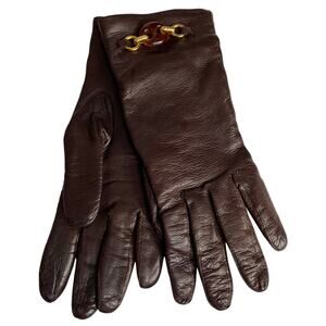 Vtg Guanto Sim Simeone Leather Driving Gloves Womens 8 Brown Wool Lined Italy